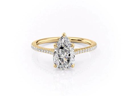 The Pave Madison Set With A 1 Carat Pear Moissanite For Sale