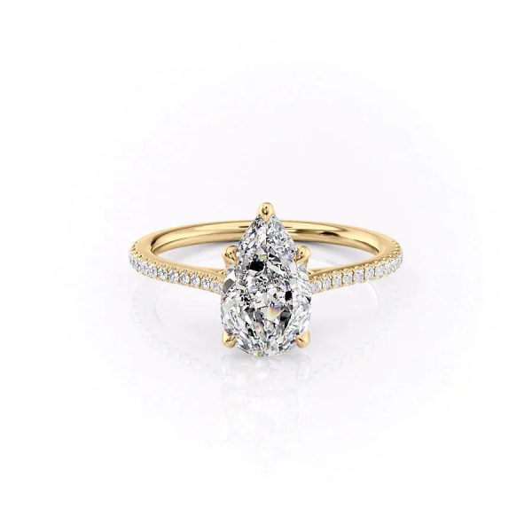 The Pave Madison Set With A 1 Carat Pear Moissanite For Sale